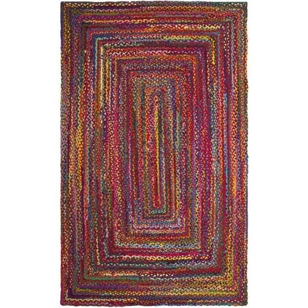 Safavieh Braided Hand Woven Small Rectangle Area Rug, Red and Multicolor - 3 x 5 ft. BRD210A-3